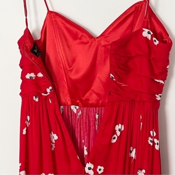Bardot Red Floral Midi Dress Sweetheart Fit & Flare Size 6 - Picture 10 of 12